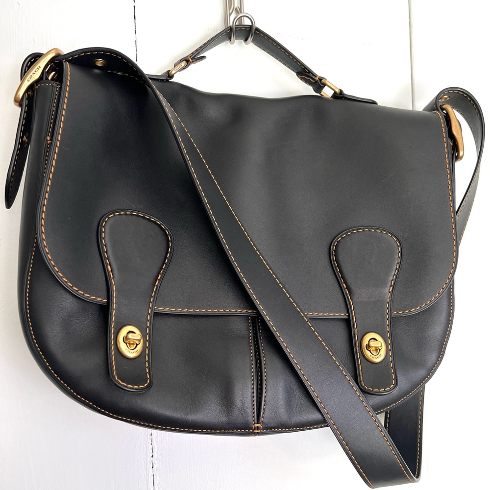 Coach Black Messenger Bag with Gold Hardware